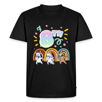 8ème anniversaire Dabbing Llama Licorne Paresseux | 8. - T-shirt Premium bio Homme - noir - Devant - Nico (187cm)