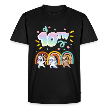 10ème anniversaire Dabbing Llama Licorne Paresseux | - T-shirt Premium bio Homme - noir - Devant - Nico (187cm)