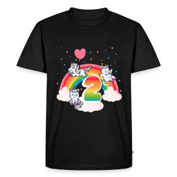 2nd Birthday Rainbow Unicorn Theme Birthday - Men's Premium Organic T-Shirt - black - Front - Nico (187cm)