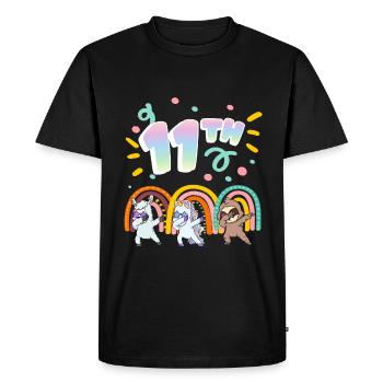 11ème anniversaire Dabbing Llama Licorne Paresseux | - T-shirt Premium bio Homme - noir - Devant - Nico (187cm)