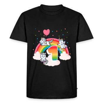1st Birthday Rainbow Unicorn Theme Birthday - Men's Premium Organic T-Shirt - black - Front - Nico (187cm)