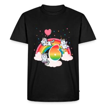 6ème anniversaire Dabbing Llama Licorne Paresseux | sixième - T-shirt Premium bio Homme - noir - Devant - Nico (187cm)