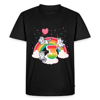 3rd Birthday Rainbow Unicorn Theme Birthday - Men's Premium Organic T-Shirt - black - Front - Nico (187cm)