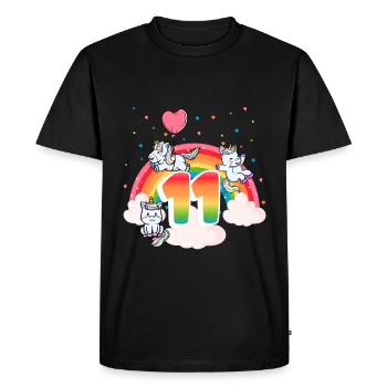 11th Birthday Rainbow Unicorn Theme - Men's Premium Organic T-Shirt - black - Front - Nico (187cm)