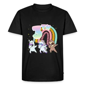 3ème anniversaire Dabbing Llama Licorne Paresseux | troisième - T-shirt Premium bio Homme - noir - Devant - Nico (187cm)