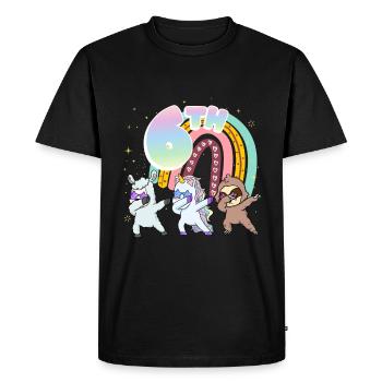 6ème anniversaire Dabbing Llama Licorne Paresseux | 6. - T-shirt Premium bio Homme - noir - Devant - Nico (187cm)