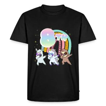 8ème anniversaire Dabbing Llama Licorne Paresseux | 8. - T-shirt Premium bio Homme - noir - Devant - Nico (187cm)