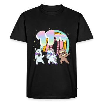11ème anniversaire Dabbing Llama Licorne Paresseux | - T-shirt Premium bio Homme - noir - Devant - Nico (187cm)