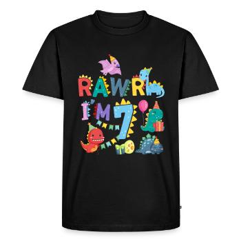 Rawr I Am 7 | Rawr Dinosaur | 7th birthday - Men's Premium Organic T-Shirt - black - Front - Nico (187cm)
