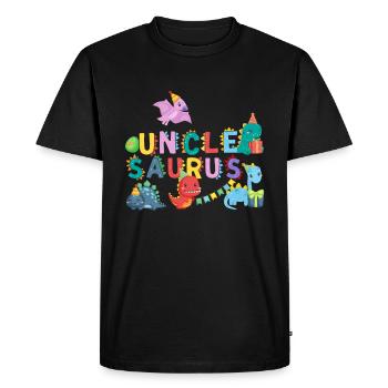 Oncle Saurus | Tshirt de dinosaure Rawr | Famille - T-shirt Premium bio Homme - noir - Devant - Nico (187cm)