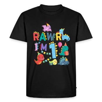 Rawr I Am 1 | Rawr Dinosaur | 1st birthday - Men's Premium Organic T-Shirt - black - Front - Nico (187cm)
