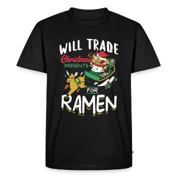 Échangez des cadeaux de Noël contre des ramen | Ramen - T-shirt Premium bio Homme - noir - Devant - Nico (187cm)