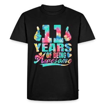 11th birthday or anniversary 11 years of being - Men's Premium Organic T-Shirt - black - Front - Nico (187cm)