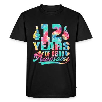 12e anniversaire ou anniversaire 12 ans d’existence - T-shirt Premium bio Homme - noir - Devant - Nico (187cm)