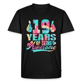 19e anniversaire ou anniversaire 19 ans d’existence - T-shirt Premium bio Homme - noir - Devant - Nico (187cm)