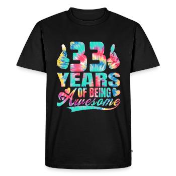 33rd birthday or anniversary 33 years of being - Men's Premium Organic T-Shirt - black - Front - Nico (187cm)