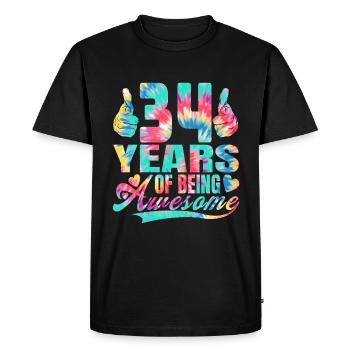 34e anniversaire ou anniversaire 34 ans d’existence - T-shirt Premium bio Homme - noir - Devant - Nico (187cm)