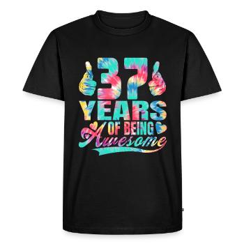 37e anniversaire ou anniversaire 37 ans d’existence - T-shirt Premium bio Homme - noir - Devant - Nico (187cm)