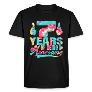7ème anniversaire ou anniversaire 7 ans d’être - T-shirt Premium bio Homme - noir - Devant - Nico (187cm)