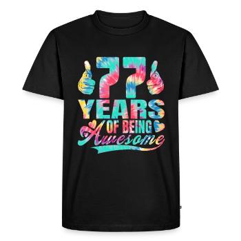 77e anniversaire ou anniversaire 77 ans d’existence - T-shirt Premium bio Homme - noir - Devant - Nico (187cm)
