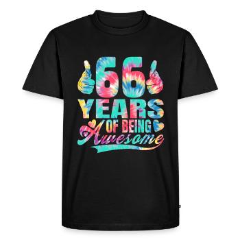 66th birthday or anniversary 66 years of being - Men's Premium Organic T-Shirt - black - Front - Nico (187cm)