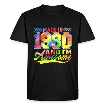 Fabriqué en 1980 et je suis un spectre de couleurs génial - T-shirt Premium bio Homme - noir - Devant - Nico (187cm)