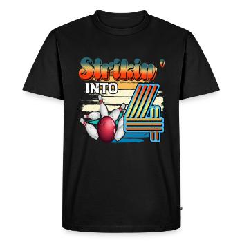 Strikin' Into 4 Bowling Bowler 4th Birthday Celebration - Men's Premium Organic T-Shirt - black - Front - Nico (187cm)