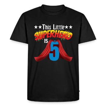 Ce petit super-héros a 5 ans - T-shirt Premium bio Homme - noir - Devant - Nico (187cm)