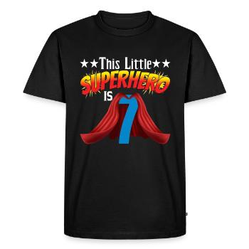 Ce petit super-héros a 7 ans - T-shirt Premium bio Homme - noir - Devant - Nico (187cm)