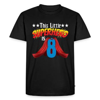 Ce petit super-héros a 8 ans - T-shirt Premium bio Homme - noir - Devant - Nico (187cm)