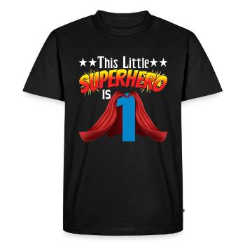 Cette petite super-héroïne est 1, fête d’anniversaire des enfants - T-shirt Premium bio Homme - noir - Devant - Nico (187cm)