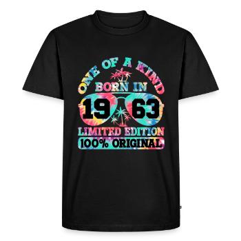 Unique Born 1963 Limited Edition - Men's Premium Organic T-Shirt - black - Front - Nico (187cm)