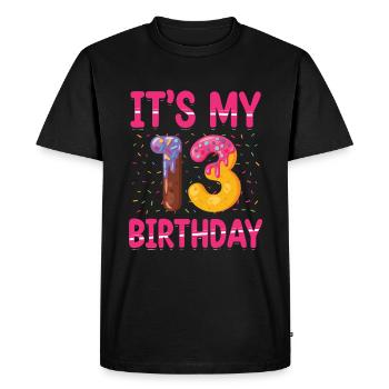 C’est mon 13e anniversaire | Saupoudrer des | à thème - T-shirt Premium bio Homme - noir - Devant - Nico (187cm)