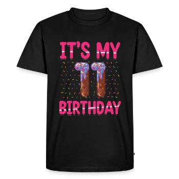 C’est mon 11e anniversaire | Saupoudrer des | à thème - T-shirt Premium bio Homme - noir - Devant - Nico (187cm)