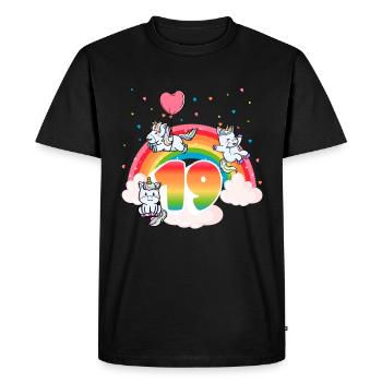19th Birthday Rainbow Unicorn Theme - Men's Premium Organic T-Shirt - black - Front - Nico (187cm)