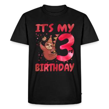 3rd Birthday Cute Sloth Party Hut Themed Birthday - Men's Premium Organic T-Shirt - black - Front - Nico (187cm)