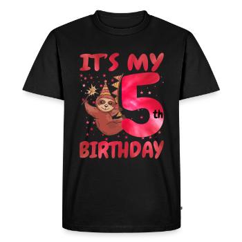 5th Birthday Cute Sloth Party Hut Themed Birthday - Men's Premium Organic T-Shirt - black - Front - Nico (187cm)