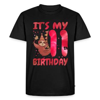 11th Birthday Cute Sloth Party Hat - Men's Premium Organic T-Shirt - black - Front - Nico (187cm)