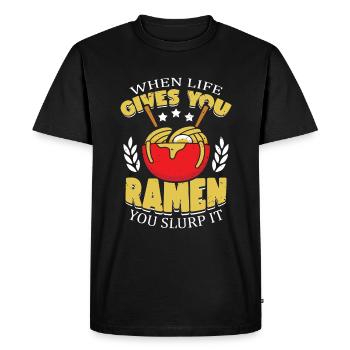 Quand la vie vous donne des ramen, vous les sirotez | - T-shirt Premium bio Homme - noir - Devant - Nico (187cm)