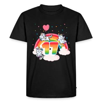 17th Birthday Rainbow Unicorn Theme - Men's Premium Organic T-Shirt - black - Front - Nico (187cm)
