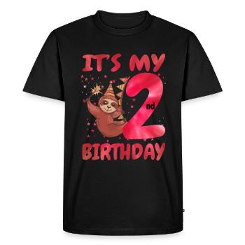 2nd Birthday Cute Sloth Party Hut Themed Birthday - Men's Premium Organic T-Shirt - black - Front - Nico (187cm)