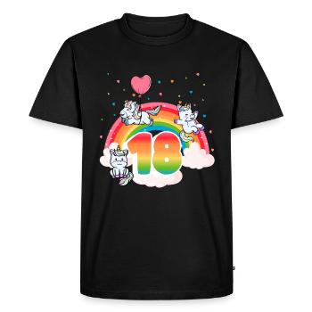 18th Birthday Rainbow Unicorn Theme - Men's Premium Organic T-Shirt - black - Front - Nico (187cm)