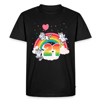 21st Birthday Rainbow Unicorn Theme - Men's Premium Organic T-Shirt - black - Front - Nico (187cm)