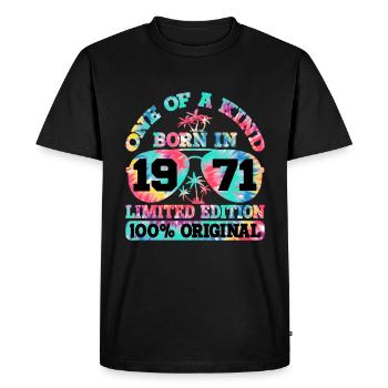 Unique Born 1971 Édition Limitée Été - T-shirt Premium bio Homme - noir - Devant - Nico (187cm)