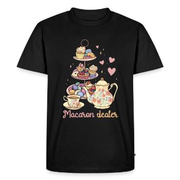 Macaron Dealer | Bake Tshirt | Pastry lovers - Men's Premium Organic T-Shirt - black - Front - Nico (187cm)