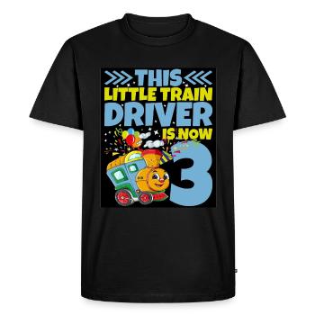 3rd birthday this little train driver is now 3 - Men's Premium Organic T-Shirt - black - Front - Nico (187cm)
