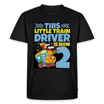 2nd birthday this little train driver is now 2 - Men's Premium Organic T-Shirt - black - Front - Nico (187cm)