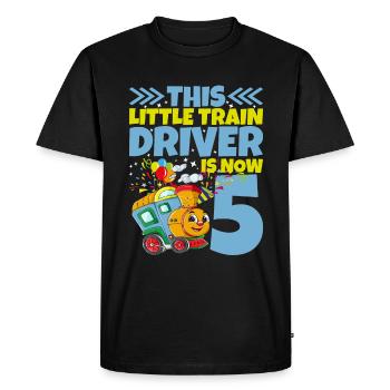 5th birthday this little train driver is now 5 - Men's Premium Organic T-Shirt - black - Front - Nico (187cm)