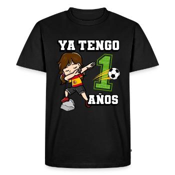 Football Girl It's My 1 Birthday Spanish - Men's Premium Organic T-Shirt - black - Front - Nico (187cm)