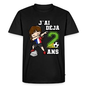 Soccer Girl C’est mon 2e anniversaire Français - T-shirt Premium bio Homme - noir - Devant - Nico (187cm)